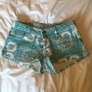 Teal Patterned Roxy Shorts